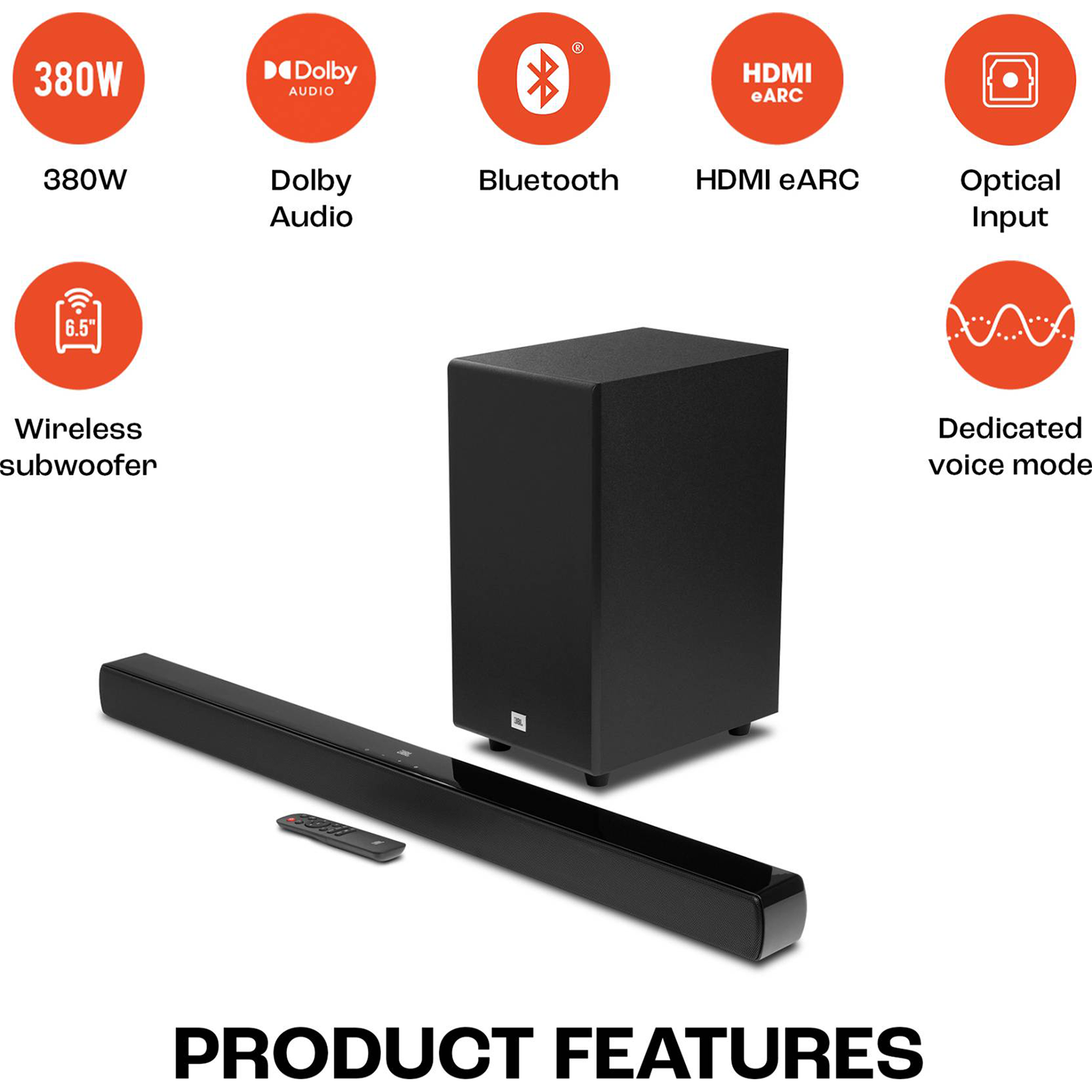 Buy JBL Cinema SB190 380W Bluetooth Soundbar with Remote (Dolby Atmos, 2.1  Channel, Black) Online – Croma